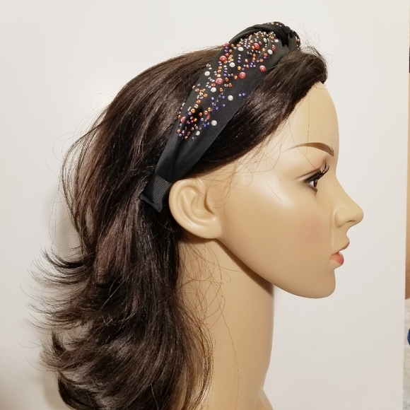 Women's Beaded Headband. Black. New - Picture 5 of 7